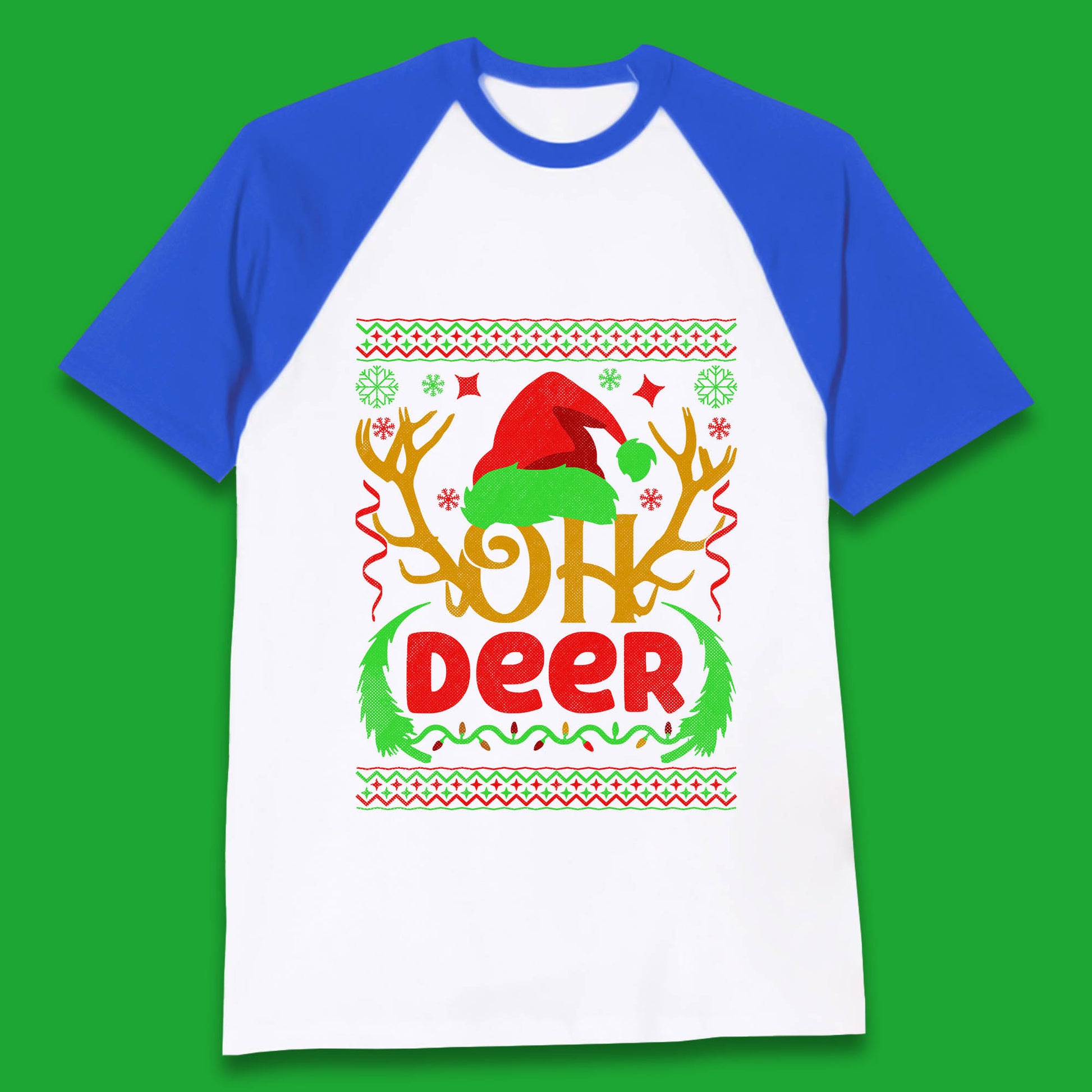 deer antlers christmas baseball t shirt