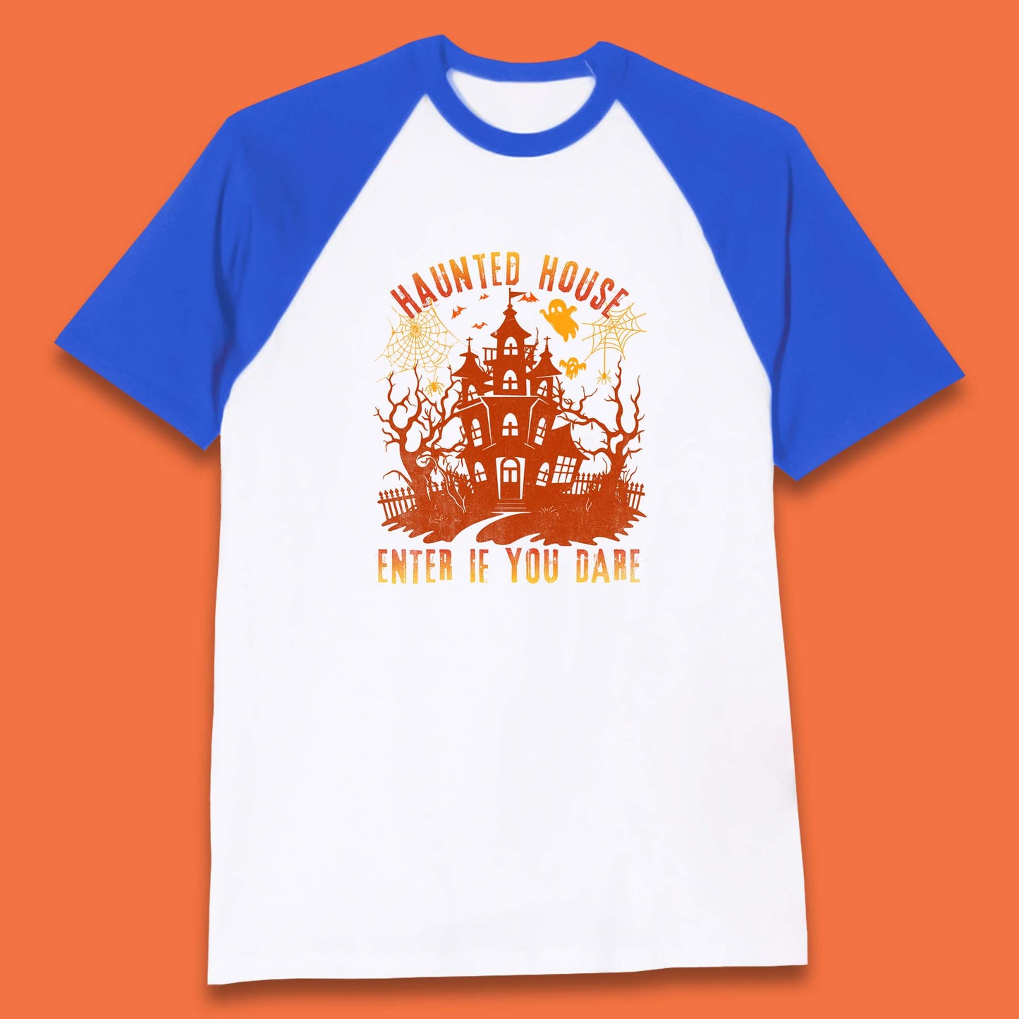 Haunted House Enter If You Dare Scary Halloween Nightmare House Spooky Season Halloween Party Baseball T Shirt