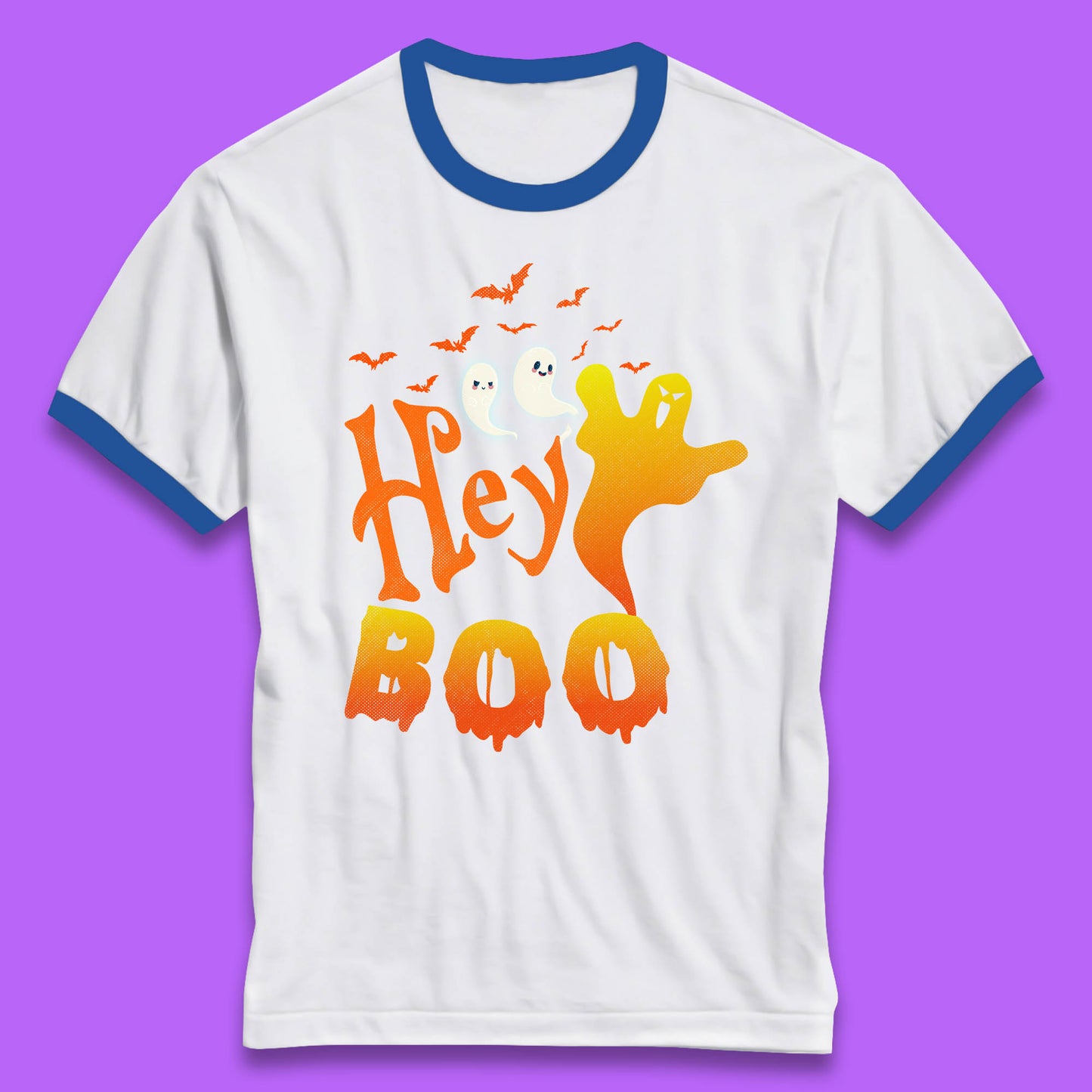 Whispers in the Moonlit Night Hey Boo Horror Scary Costume Halloween Boo Wear Ringer T Shirt