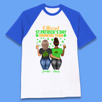 Personalised St. Patrick's Day Drinking Team Baseball T-Shirt