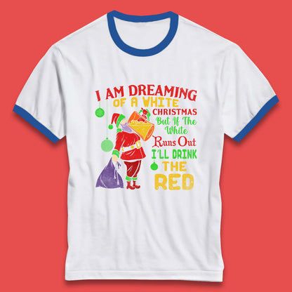 santa claus drinking ringer t shirt