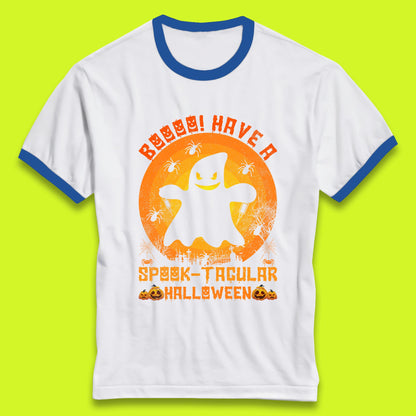Boo Have A Spook Tacular Halloween Boo Ghost Horror Scary Spooky Season Ringer T Shirt