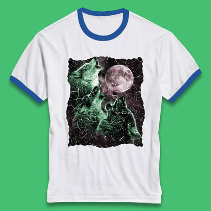 Three Wolf Howling At Moon Wild Free Wolves Three Wolf Dog Animal The Mountain Ringer T Shirt