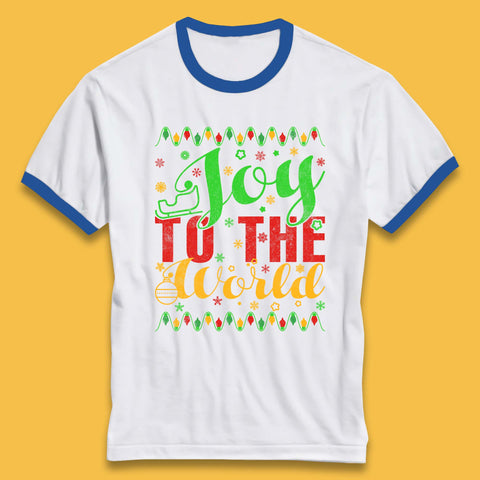 Joy To The World Merry Christmas Happy Holiday Winter Xmas Ringer T Shirt
