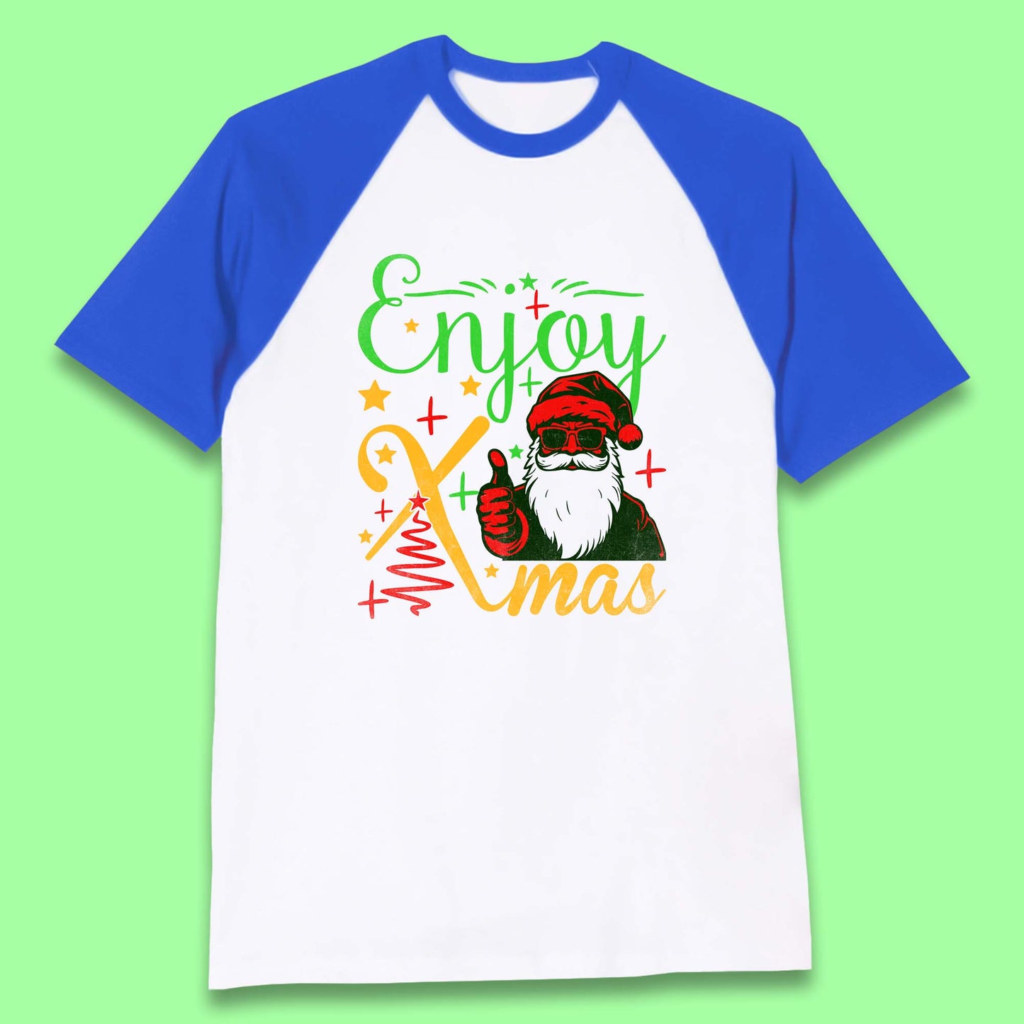 santa claus thumbs up christmas baseball t shirt