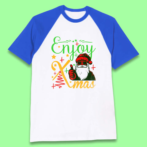Enjoy Xmas Santa Claus Thumbs Up Merry Christmas Holiday Season Baseball T Shirt