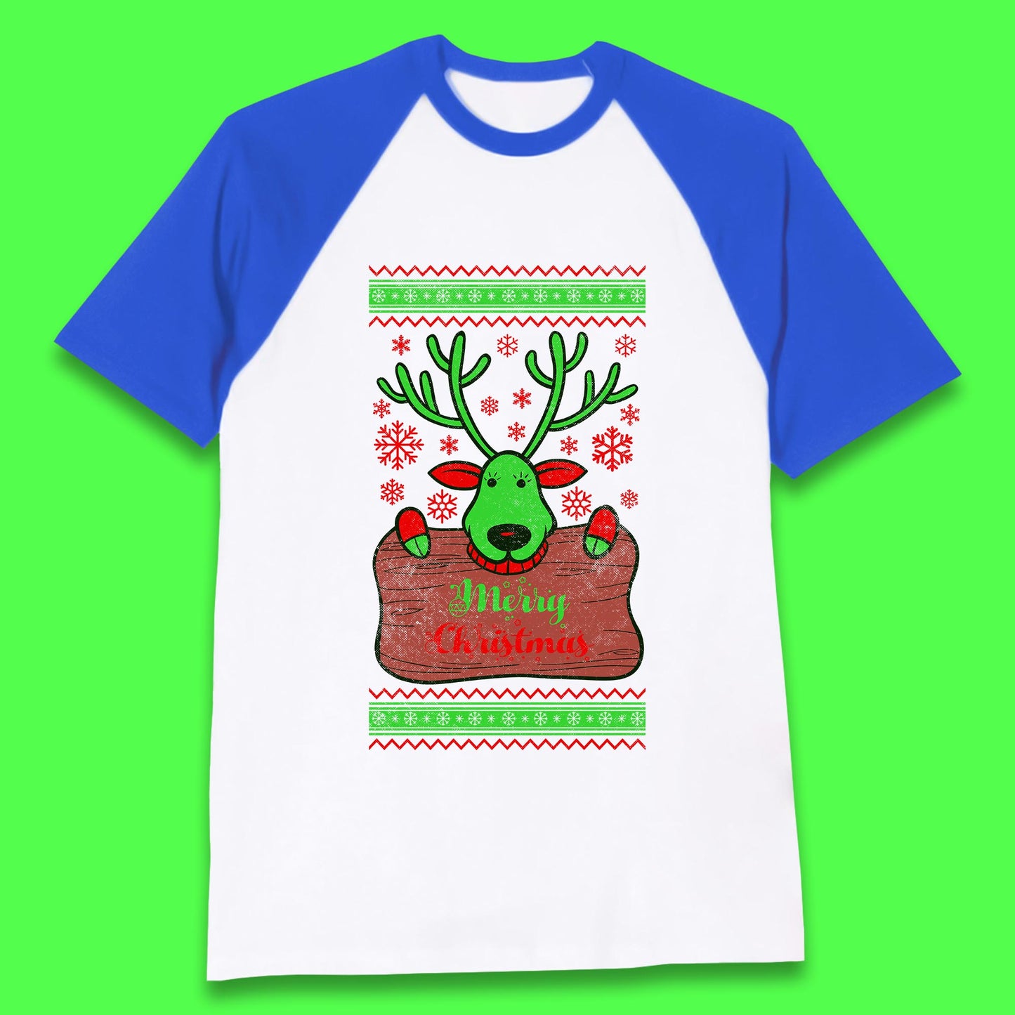merry christmas reindeer baseball t shirt
