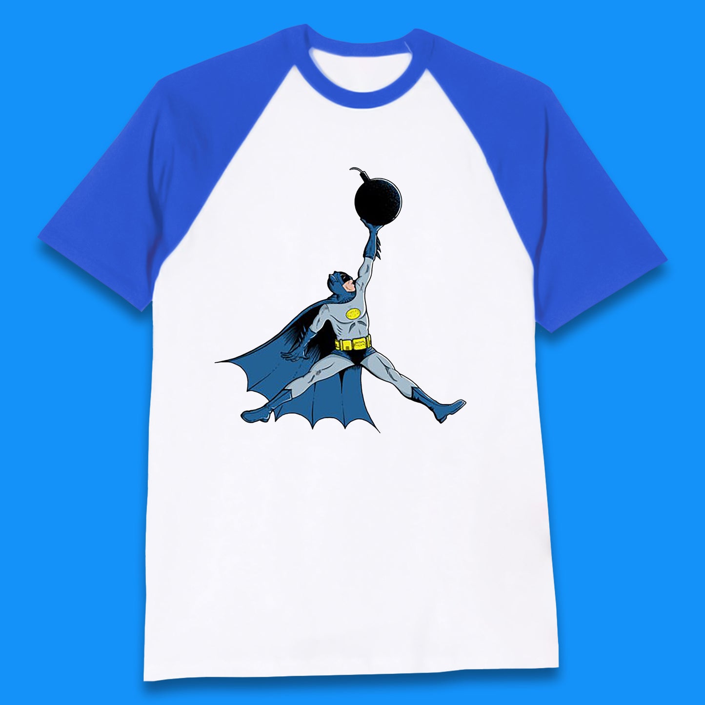 Superhero Batman Jordan Spoof DC Comics Action Adventure Movie Character Baseball T Shirt