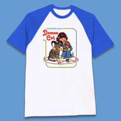 Caring For Your Demon Cat Creepy Incantation Halloween Aesthetic Cat Baseball T Shirt