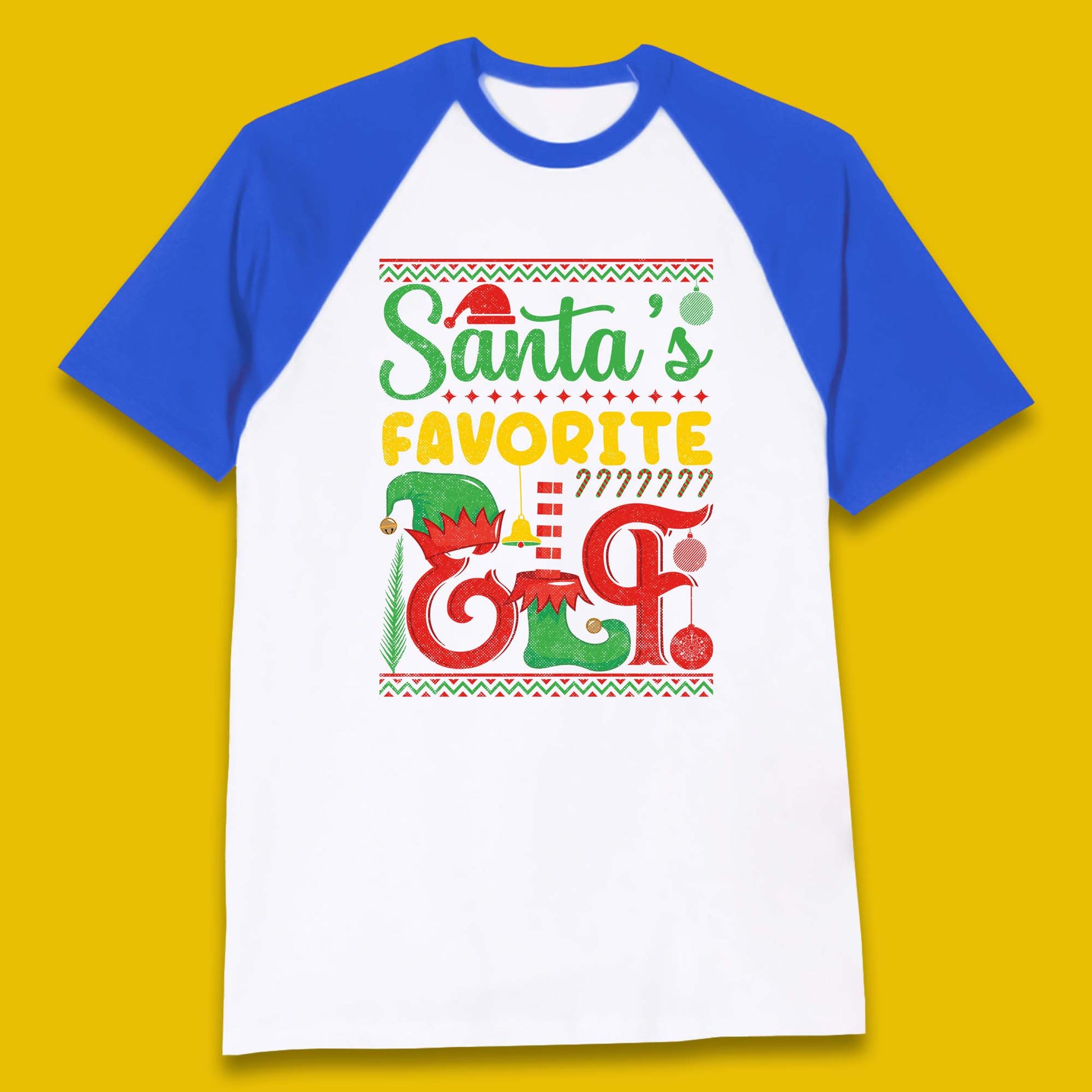 christmas santas favorite elf costume baseball t shirt