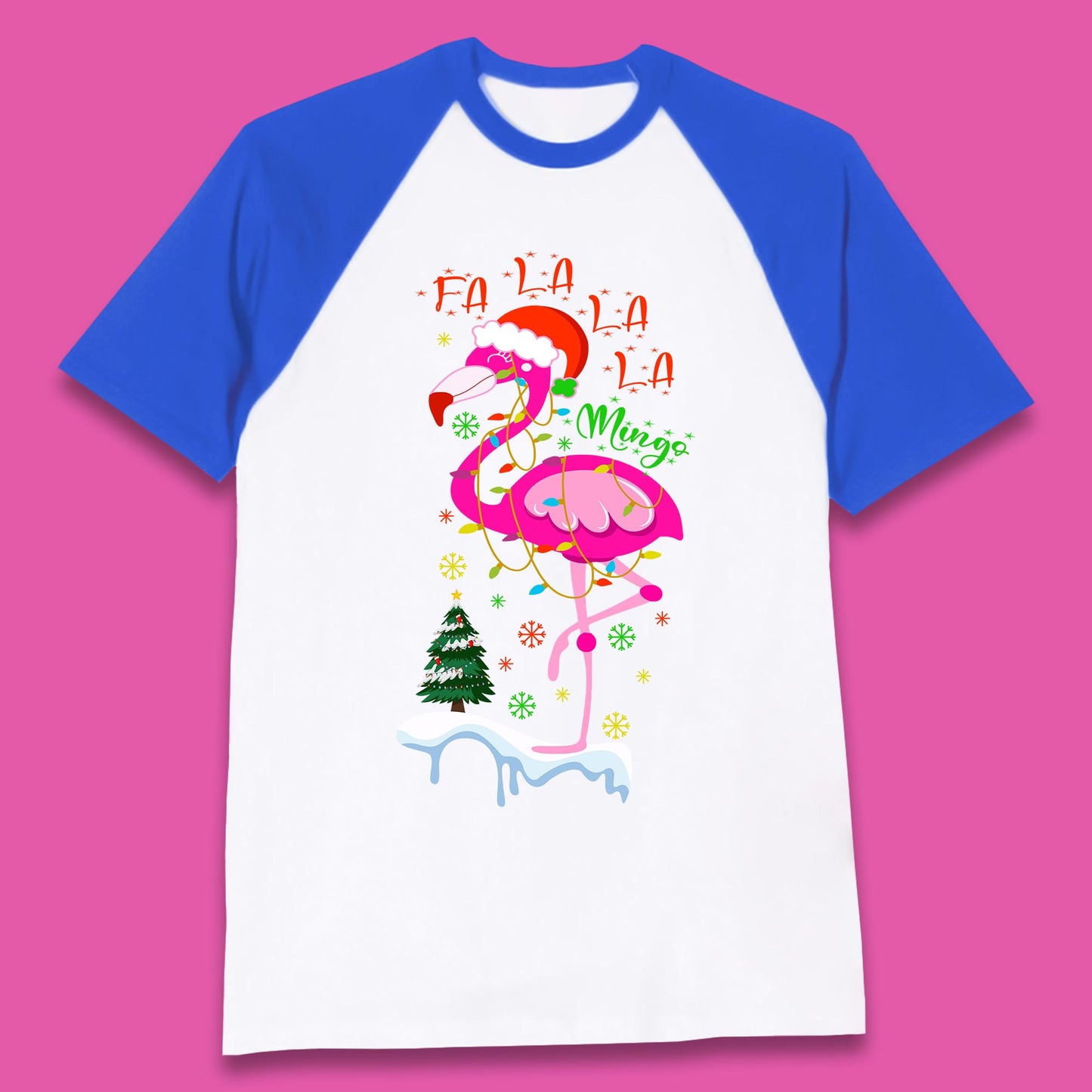 flamingo christmas baseball t shirt