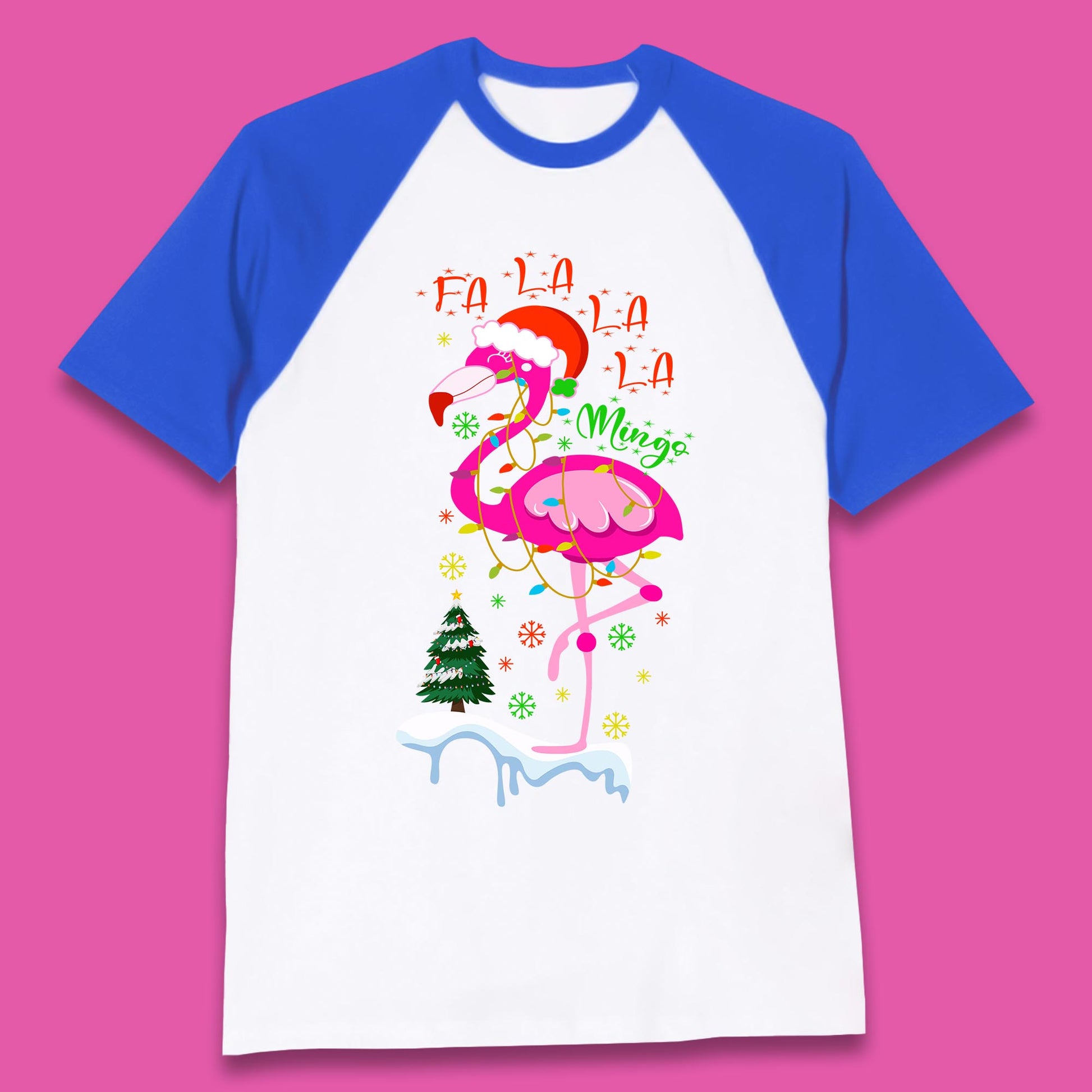 flamingo christmas baseball t shirt