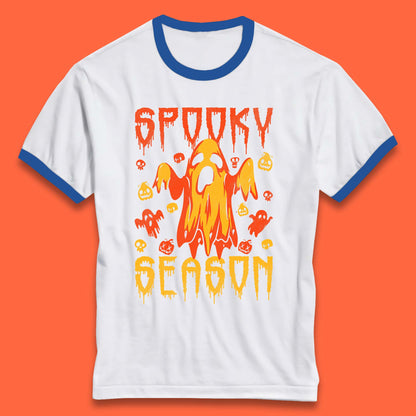 Spooky Season Halloween Ugly Scary Boo Ghost Halloween Vibes Ringer T Shirt
