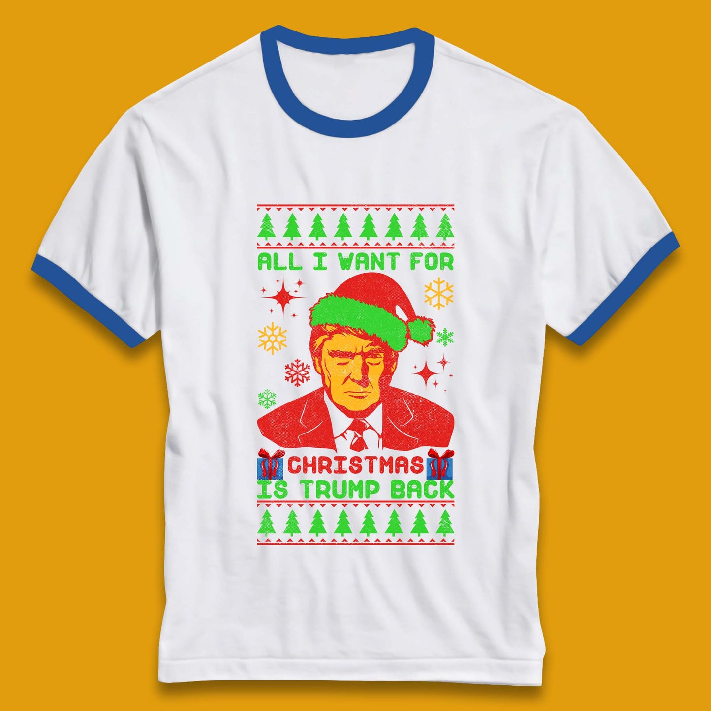 Trump Back Christmas Ringer T-Shirt