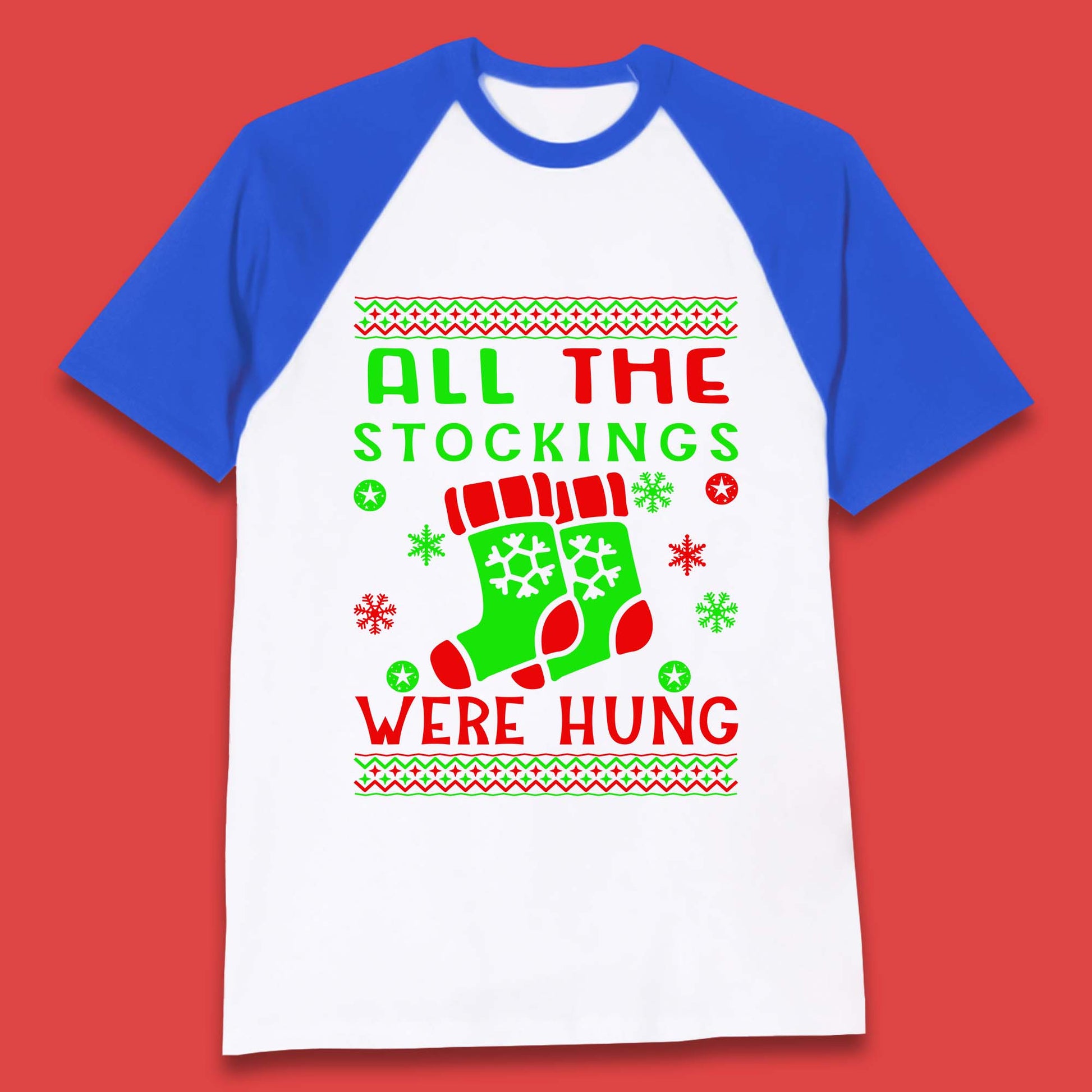 christmas socks all the stocking were hung baseball t shirt