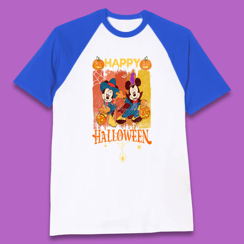 Happy Halloween Disney Witch Mickey Mouse Minnie Mouse Horror Scary Disneyland Trip Baseball T Shirt