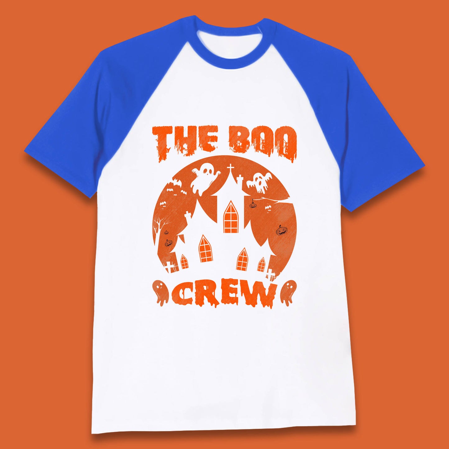 The Boo Crew Halloween Boo Squad Matching Costume Haunted House Horror Boo Ghost Baseball T Shirt
