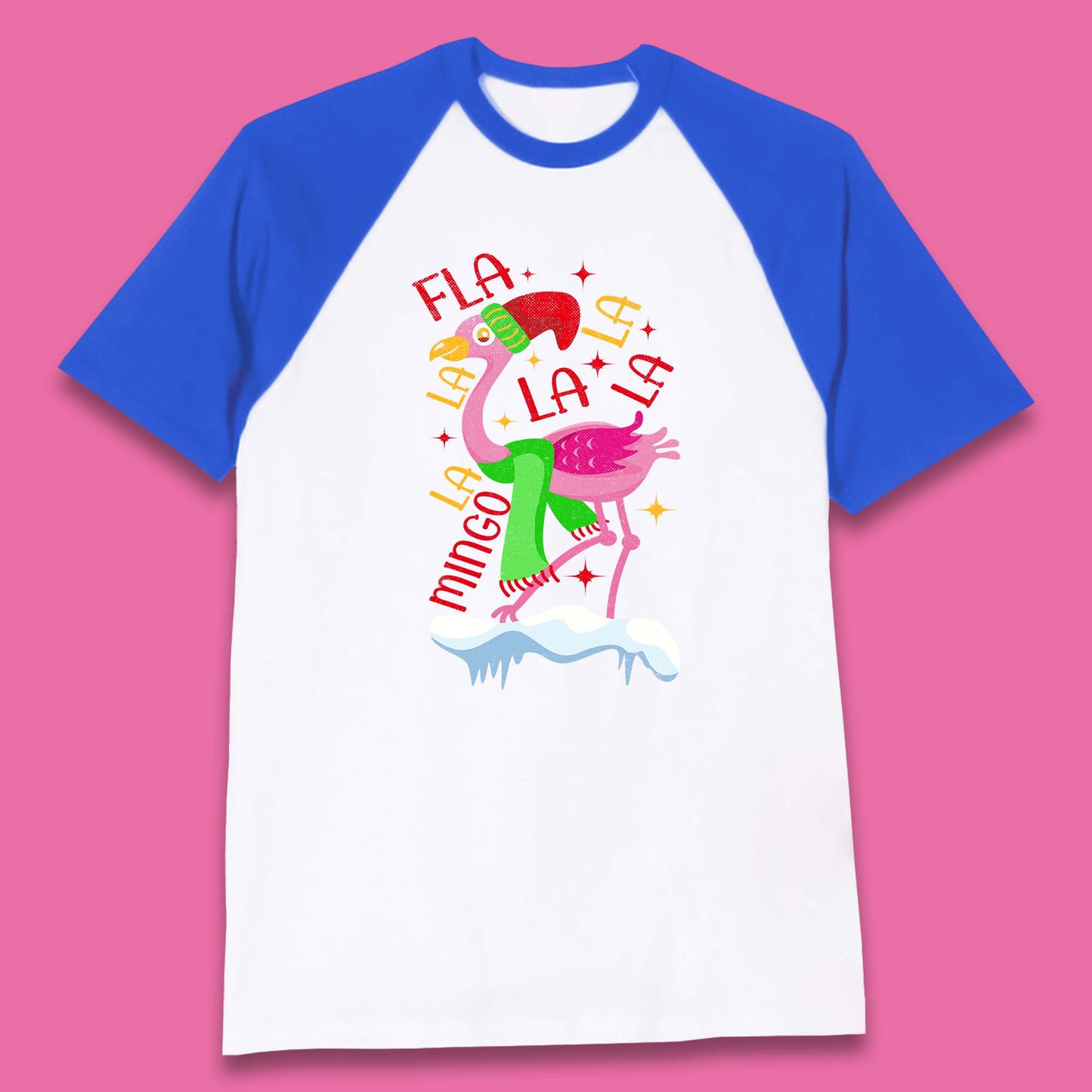 Fa La La La Mingo Pink Flamingo Christmas Baseball T Shirt