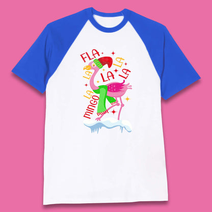 Fa La La La Mingo Pink Flamingo Christmas Baseball T Shirt