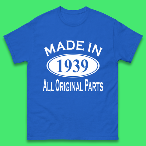 Made In 1939 All Original Parts Vintage Retro 84th Birthday Funny 84 Years Old Birthday Gift Mens Tee Top