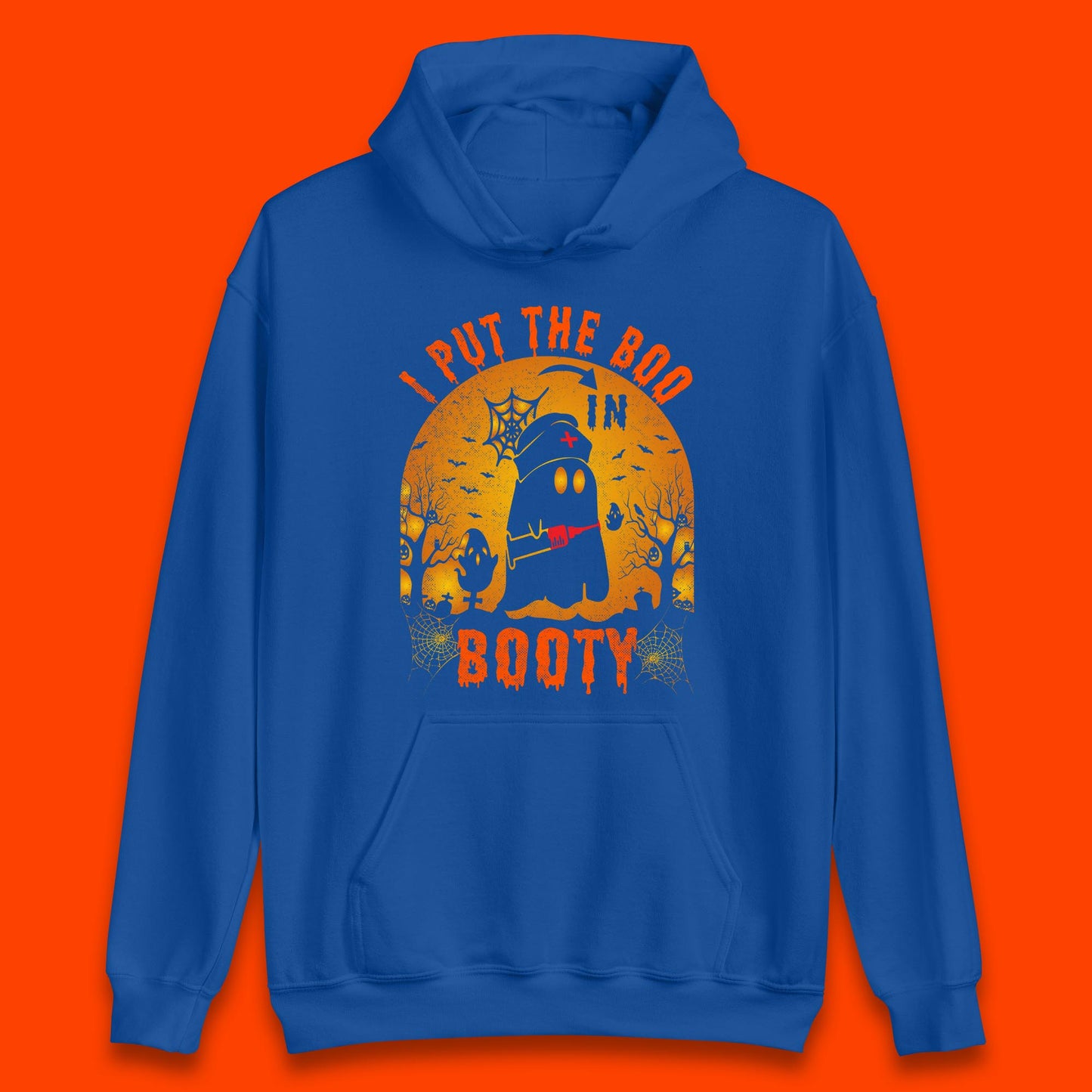 I Put The Boo In Booty Nurse Ghost Syringe Funny Halloween Nursing Boo Ghost Costume Unisex Hoodie