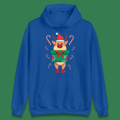 reindeer holding gift christmas hoodie
