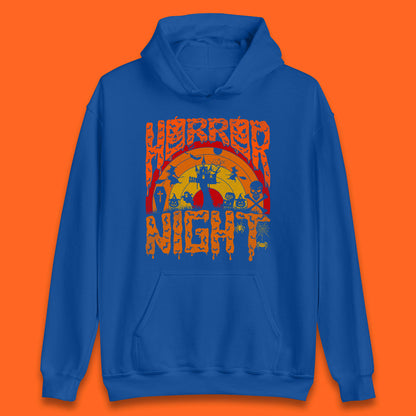 Halloween Horror Night Vintage Rainbow Flying witches Scary Boo Spooky Festive Night Unisex Hoodie