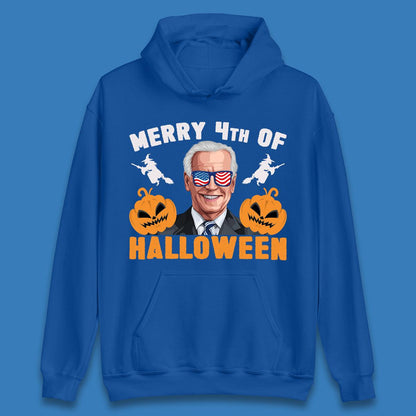 Merry 4th Of Halloween Funny Confused Joe Biden 4th Of July Unisex Hoodie