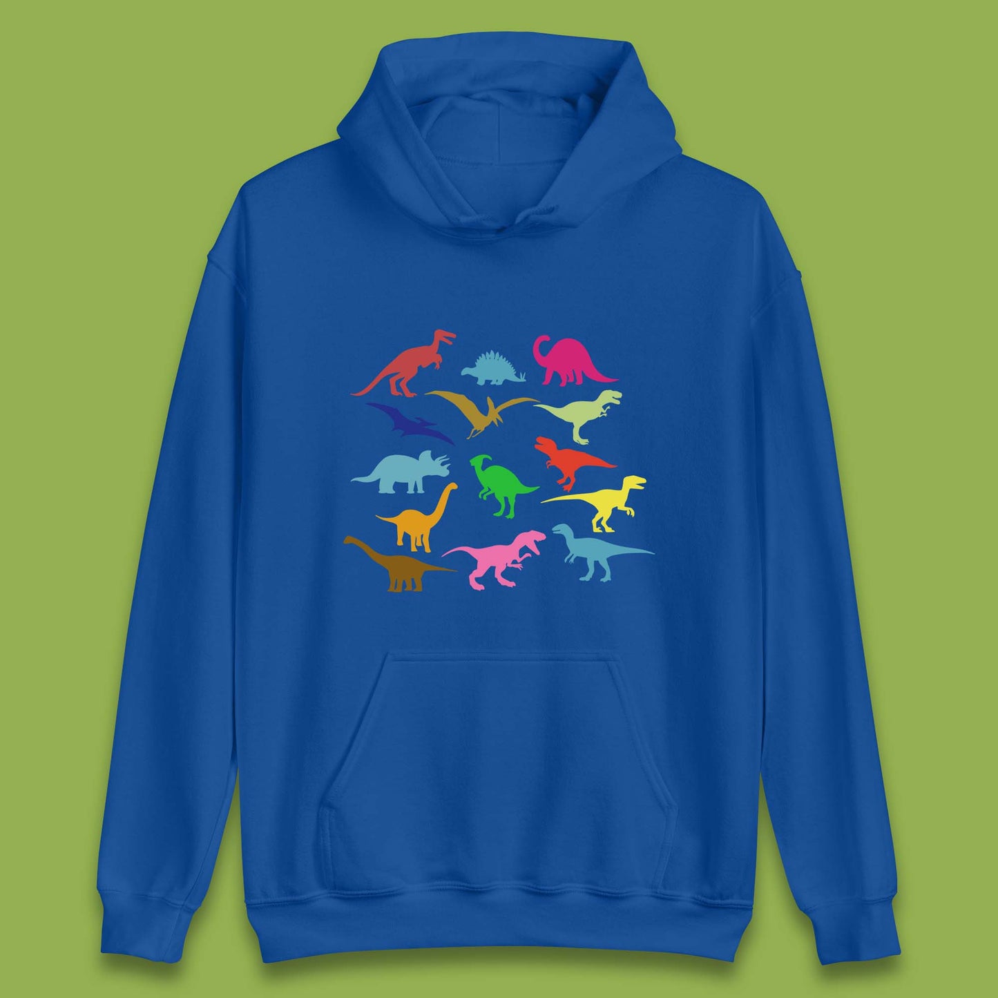 Colourful Dinosaurs Dino Fossil Dinosaurs Wild Nature Prehistoric Paleontology Velociraptor Unisex Hoodie