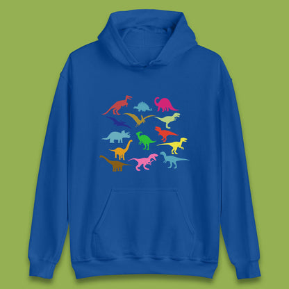 Colourful Dinosaurs Dino Fossil Dinosaurs Wild Nature Prehistoric Paleontology Velociraptor Unisex Hoodie