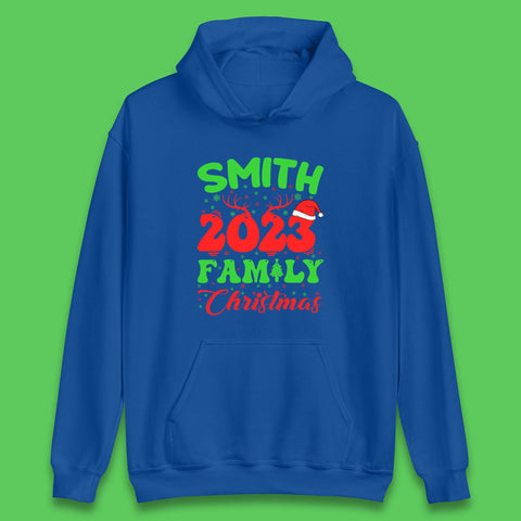 Personalised 2023 Family Christmas Your Name Xmas Matching Family Costume Unisex Hoodie