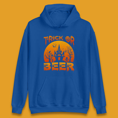 Trick Or Beer Halloween Drinking Beer Lover Horror Haunted House Drinker Halloween Party Unisex Hoodie
