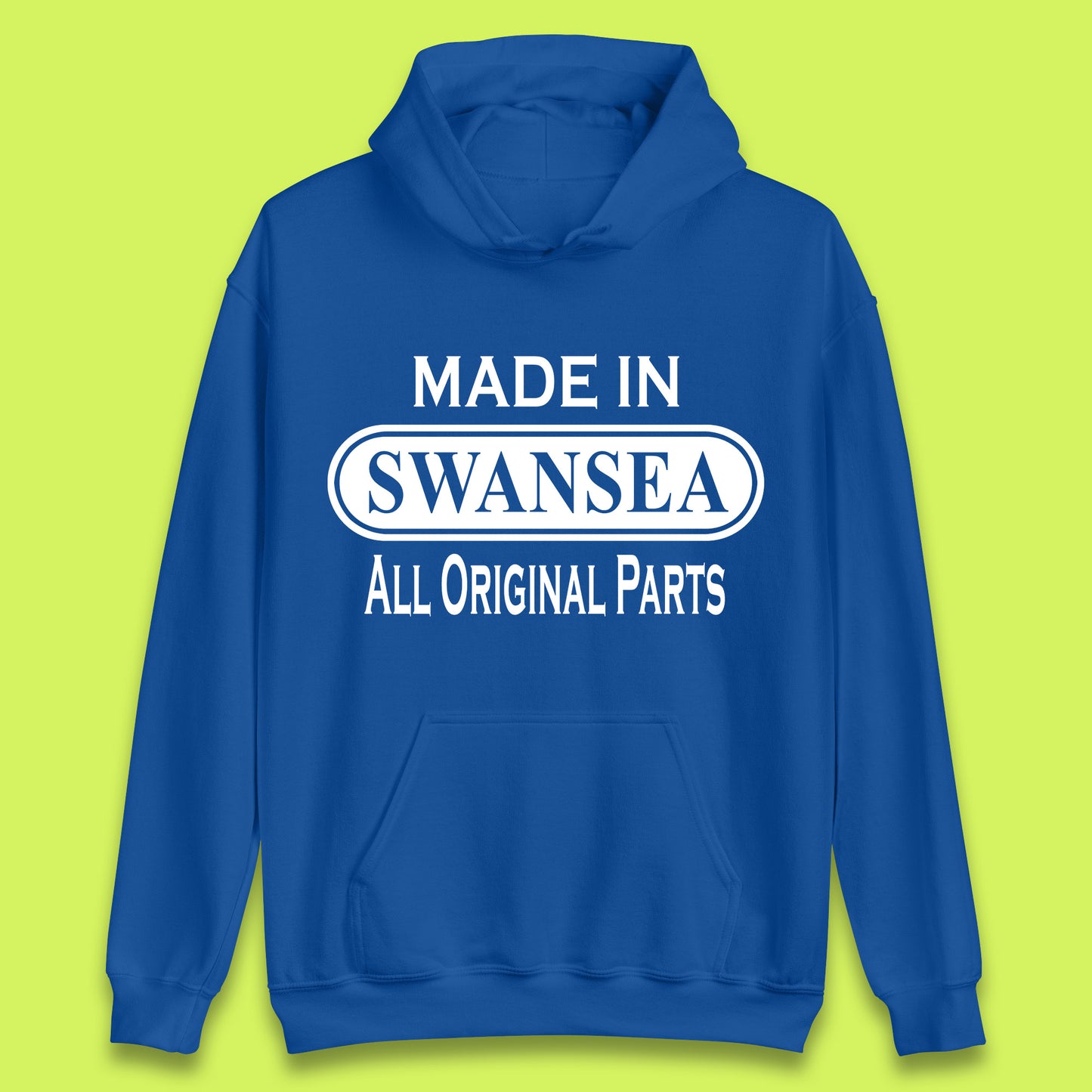 Made In Swansea All Original Parts Vintage Retro Birthday Coastal City Of Wales Gift Unisex Hoodie