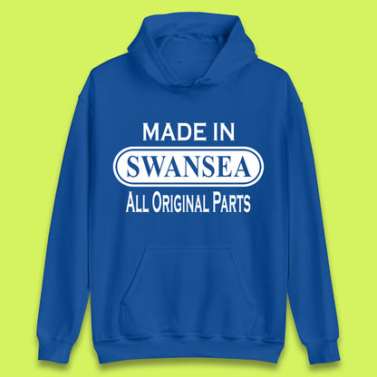 Made In Swansea All Original Parts Vintage Retro Birthday Coastal City Of Wales Gift Unisex Hoodie