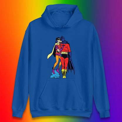 Batman X Robin Superhero Kiss Gay Pride LGBT Gay Bat Superheros Film DC Comics Unisex Hoodie