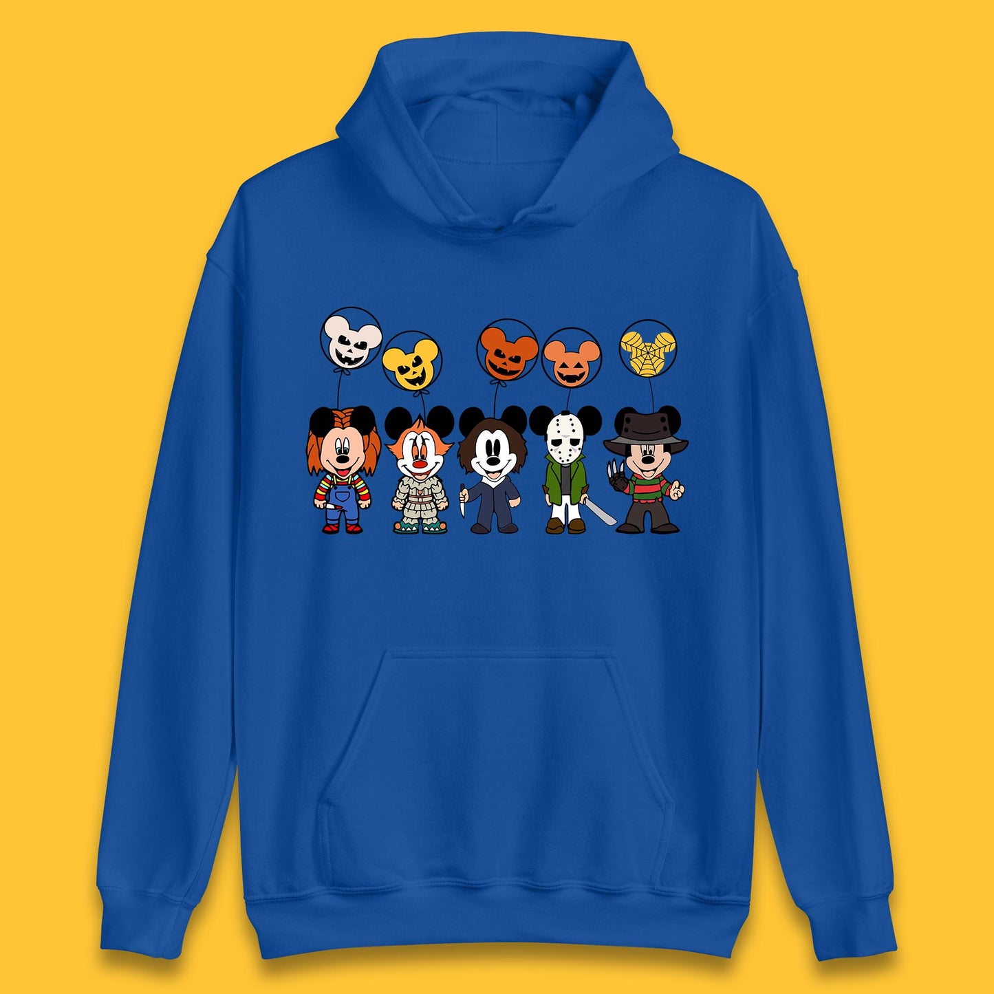 Disney Halloween Friends Horror Movie Characters Mickey Mouse Balloons Unisex Hoodie