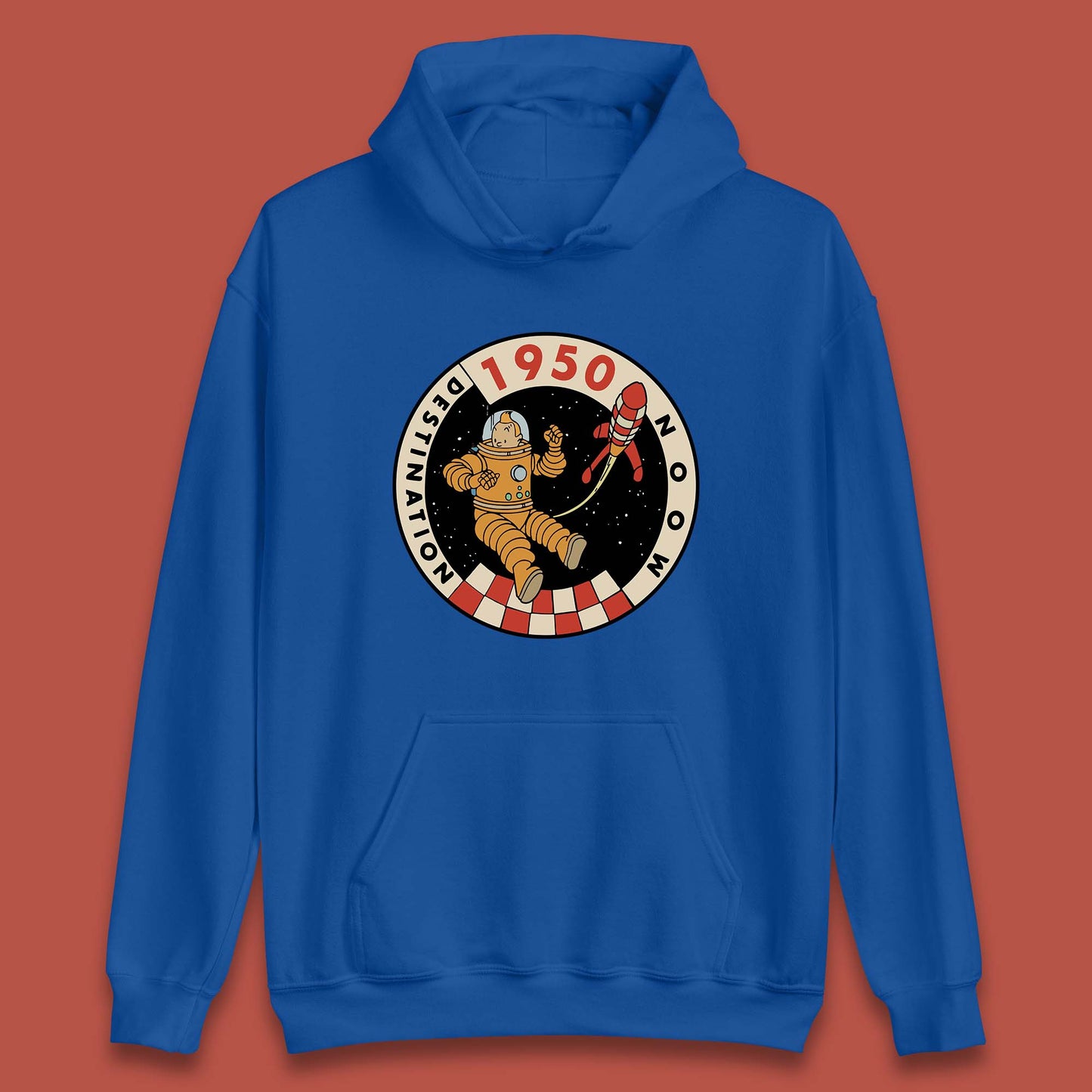Destination Moon 1950 Astronaut Tintin The Lunar Rocket Retro Comic Space Adventure Unisex Hoodie