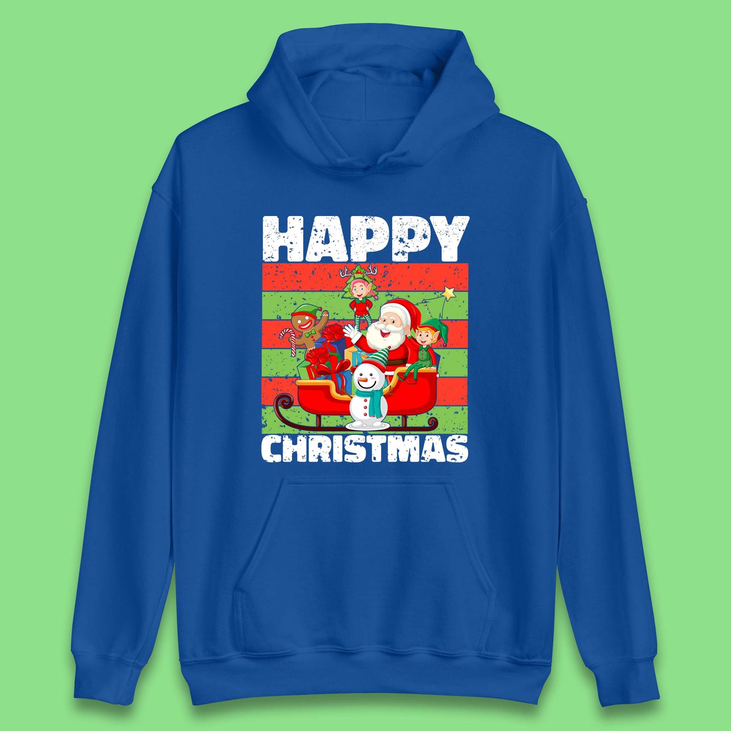 santa and friends on sleigh christmas hoodie