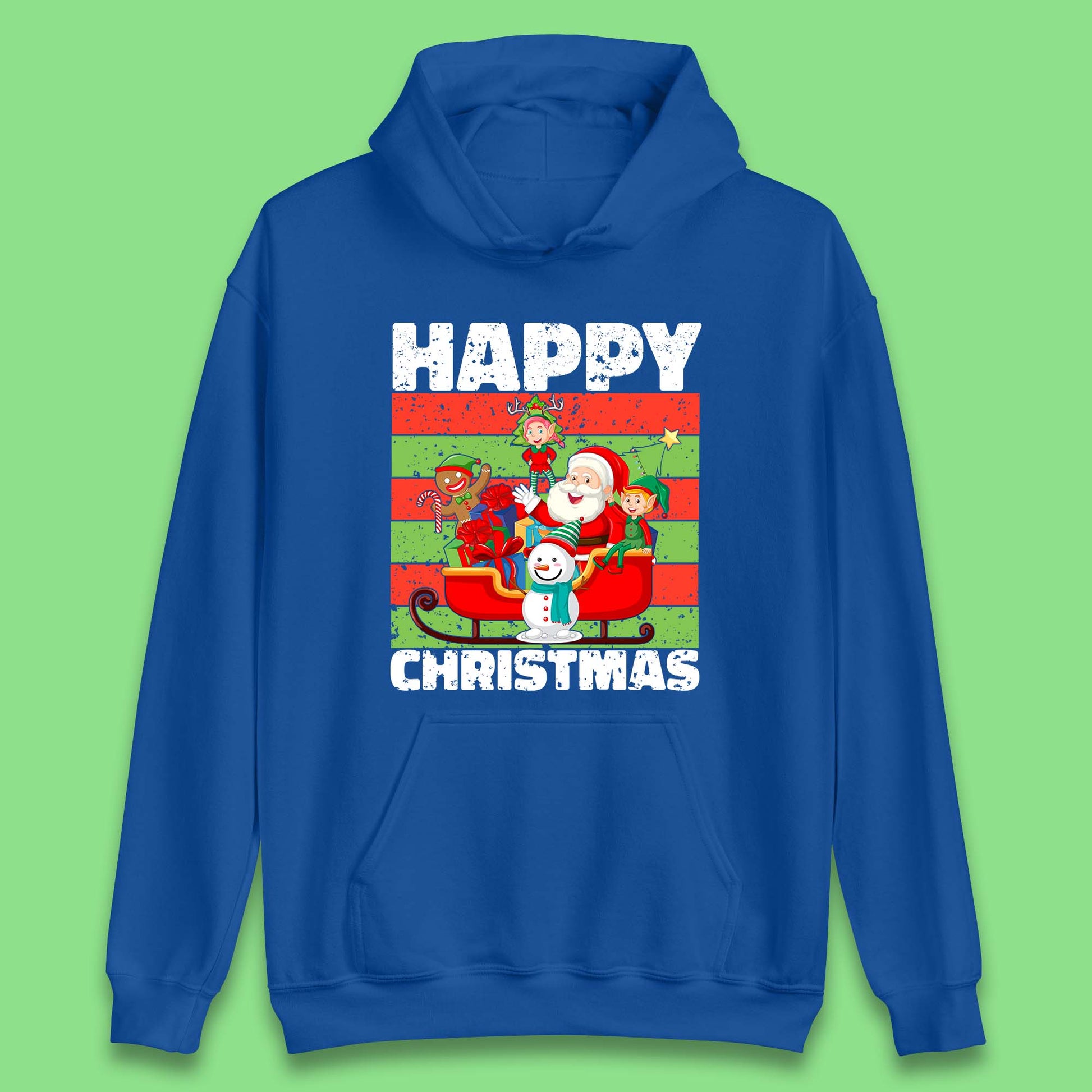 santa and friends on sleigh christmas hoodie