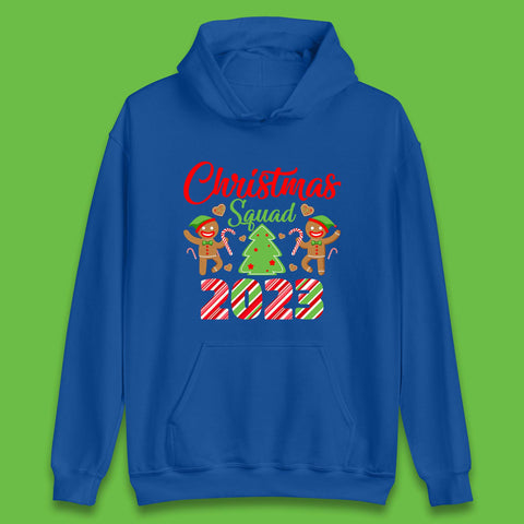 Christmas Squad 2023 Christmas Tree Xmas Gingerbread Man with Candy Cane Unisex Hoodie