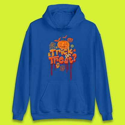 Trick Or Treat Halloween Pumpkin Blood Dripping Horror Scary Spooky Season Unisex Hoodie