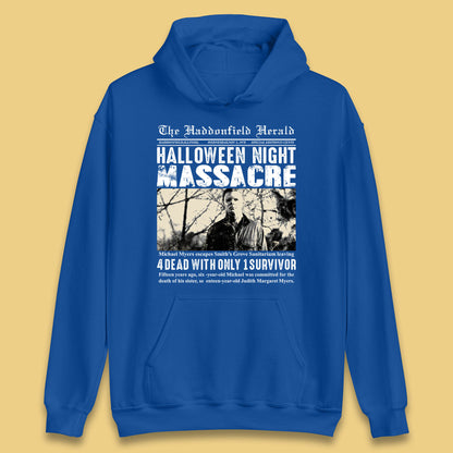 Vintage Halloween Night Massacre 1978 Halloween Newspaper Horror Michael Myers Unisex Hoodie