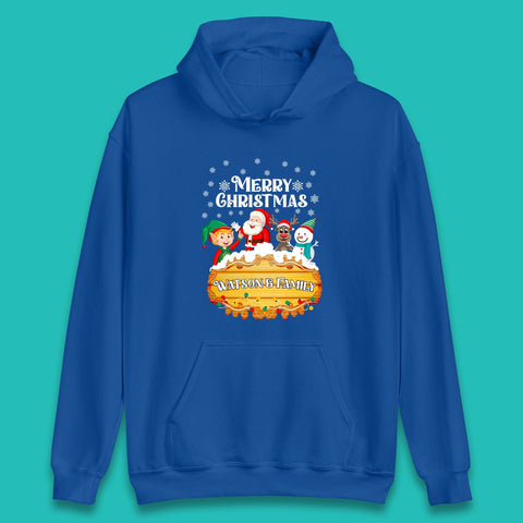 Personalised Merry Christmas Your Name Santa Claus Reindeer Snowman Elf Family Xmas Holiday Squad Unisex Hoodie