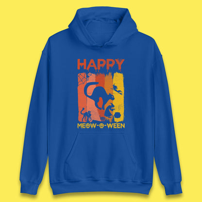 Happy Meow-O-ween Funny Halloween Black Cat Scary Spooky Unisex Hoodie