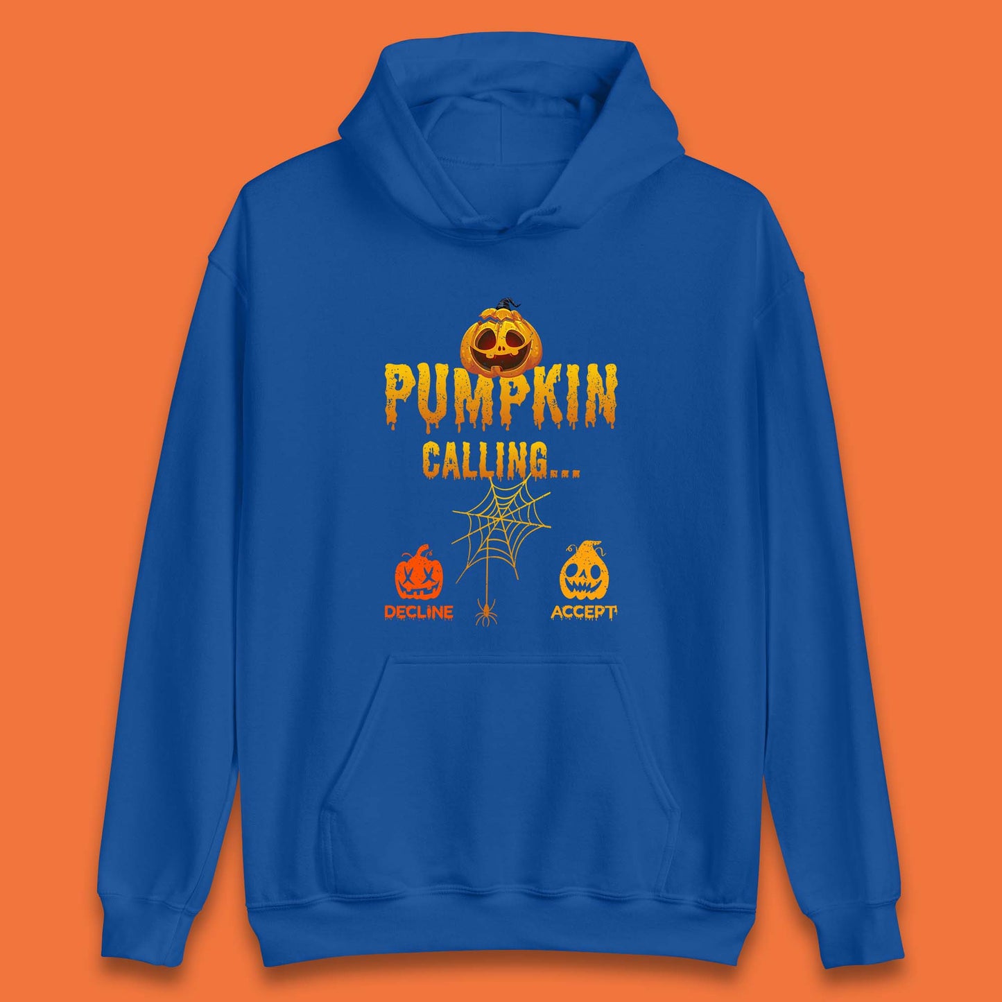 Halloween Pumpkin Calling Accept Decline Funny Jack O Lantern Horror Scary Phone Call Unisex Hoodie