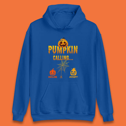 Halloween Pumpkin Calling Accept Decline Funny Jack O Lantern Horror Scary Phone Call Unisex Hoodie