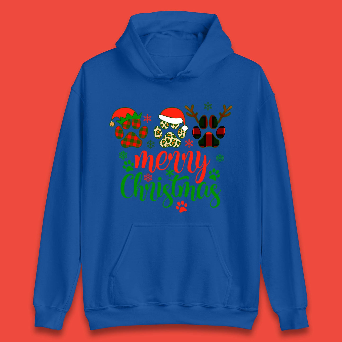 dog & cat paws christmas hoodie