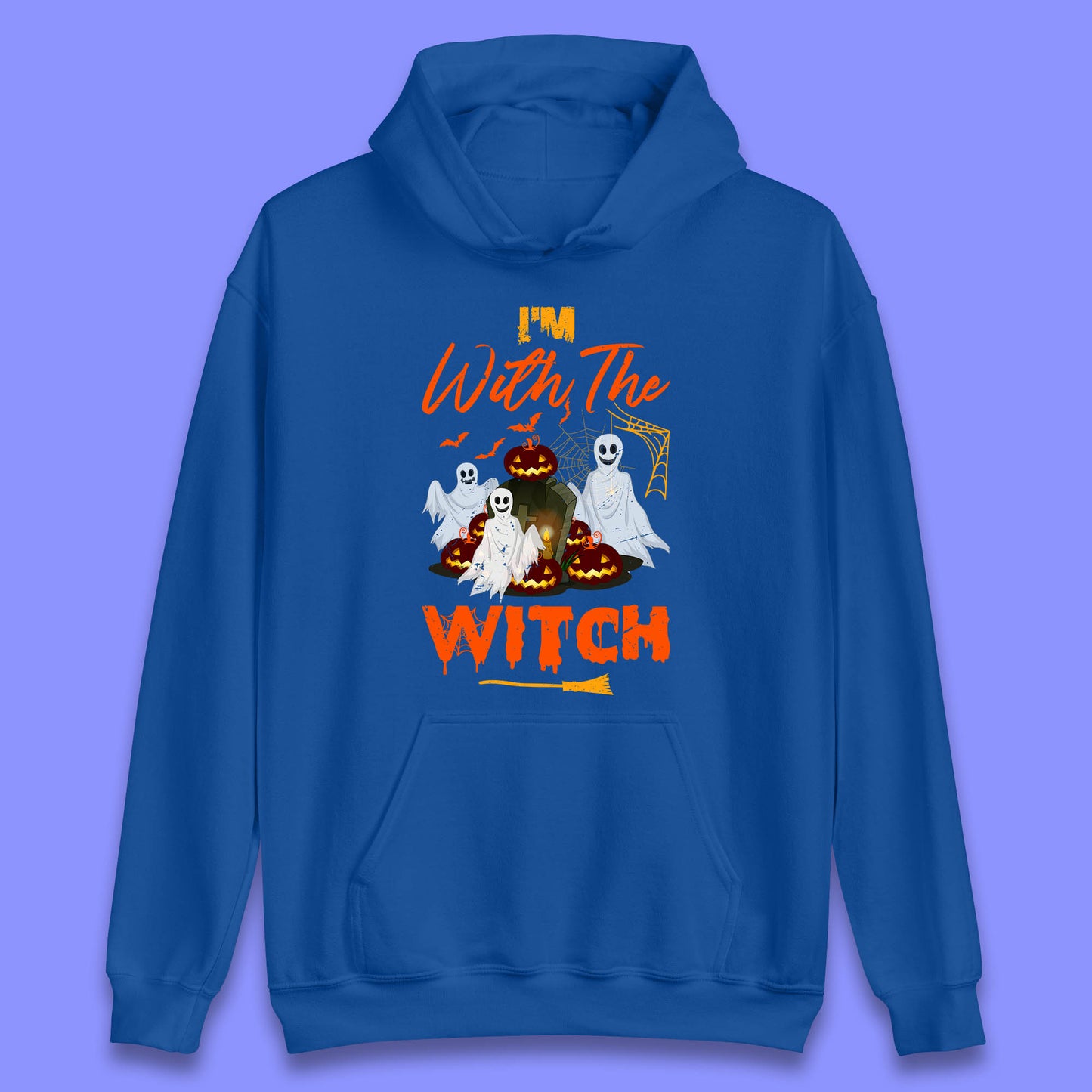 I'm With The Witch Halloween Ghosts With Jack-O-Lantern Horror Pumpkins Unisex Hoodie
