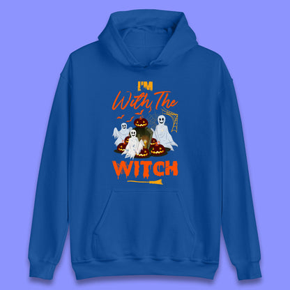 I'm With The Witch Halloween Ghosts With Jack-O-Lantern Horror Pumpkins Unisex Hoodie