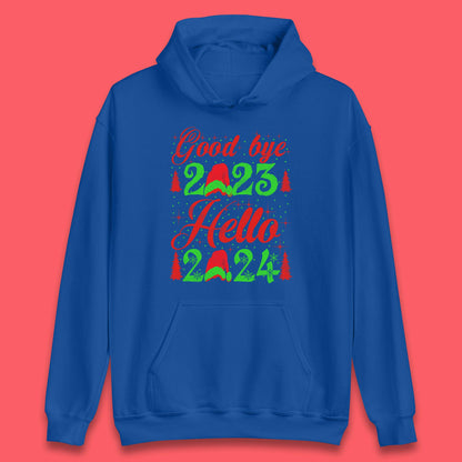 Good Bye 2023 Hello 2024 Merry Christmas Happy New Year Xmas Festive Celebration Unisex Hoodie